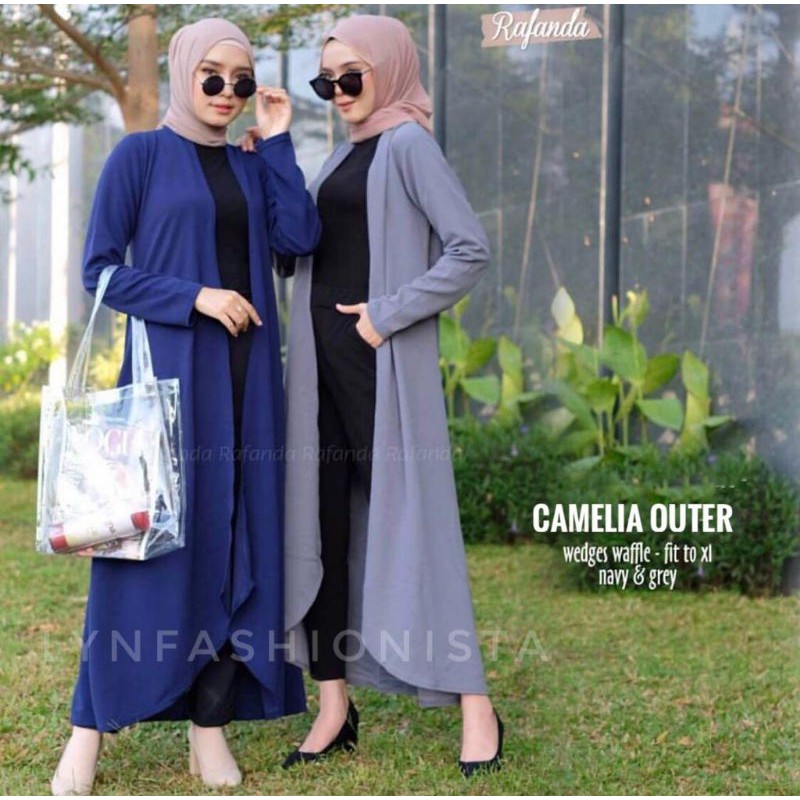 (BB MAX 65 KG)LONG OUTER PANJANG/CARDIGAN WANITA MUSLIM BASIC POLOS/CAMELIA