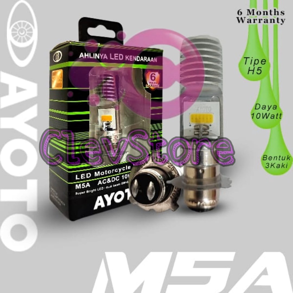 Lampu Depan LED Motor AYOTO M5A AC/DC 10 Watt Piringan Kaki 3