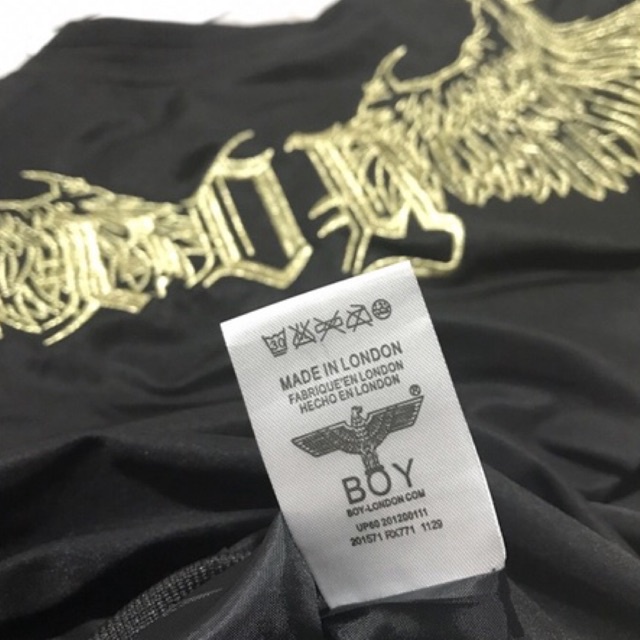 BOY31 JAKET ZIPPER BOY LONDON IMPORT GOLD ON BLACK PRIA WANITA INGGRIS