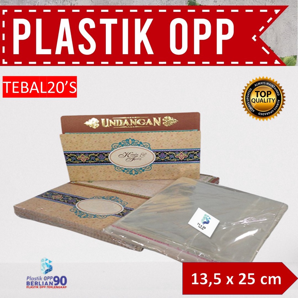 

PLASTIK OPP 13,5 X 25 CM 18 MIC / PLASTIK UNDANGAN / PLASTIK AKSESORIS