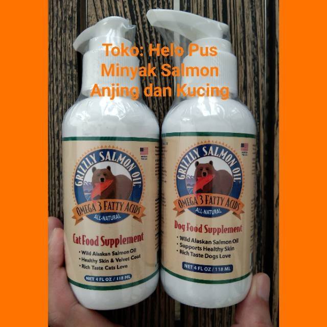 Grizzly Wild Alaskan Salmon Oil Dogs Minyak Salmon Anjing Kucing Vitamin Suplemen sejenis Megaderm