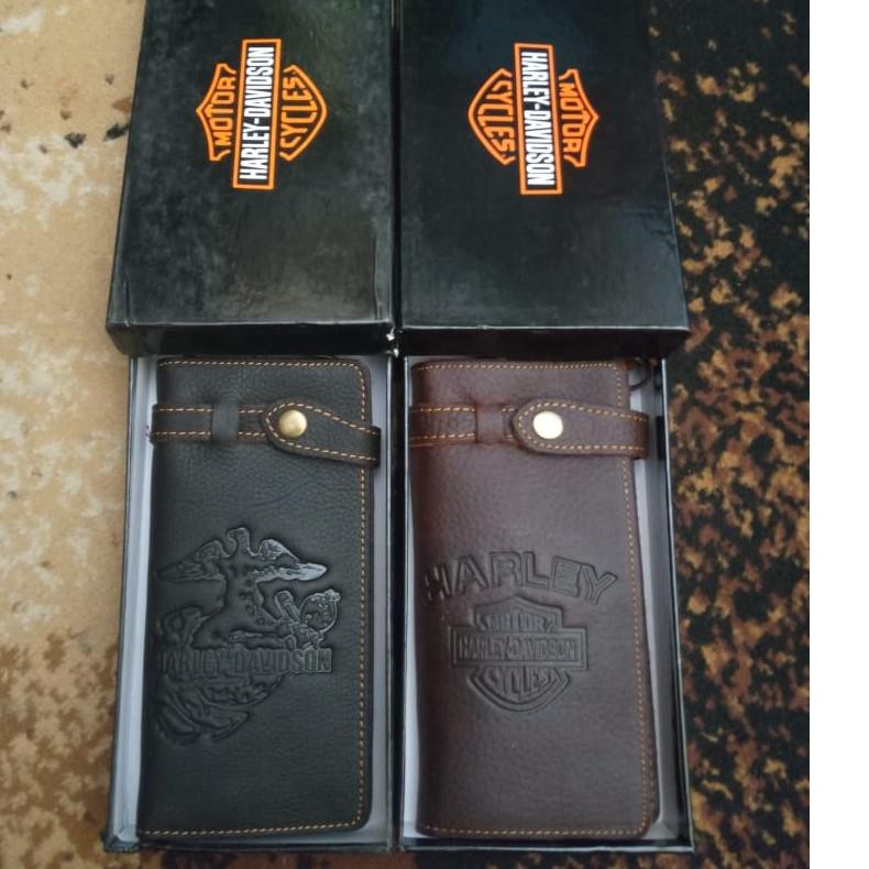 Dompet kulit pria dompet panjang Harley-Davidson kulit asli import- dompet biker hd original leather