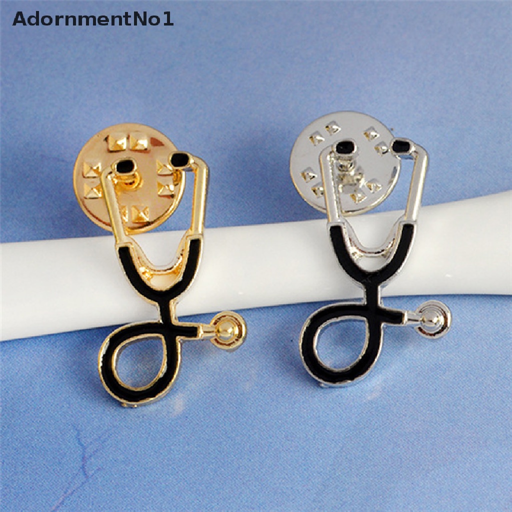 (AdornmentNo1) Bros Pin Bentuk Stetoskop Lapis Silver / Gold Untuk Wanita