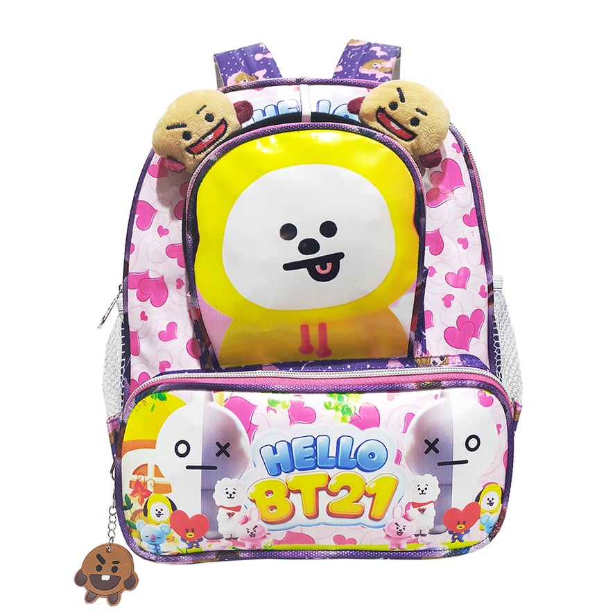 TAS RANSEL Anak Perempuan Mini PAUD / TK karakter BT21 FREE BANDO BT21 + Gantungan bt21 tas sekolah