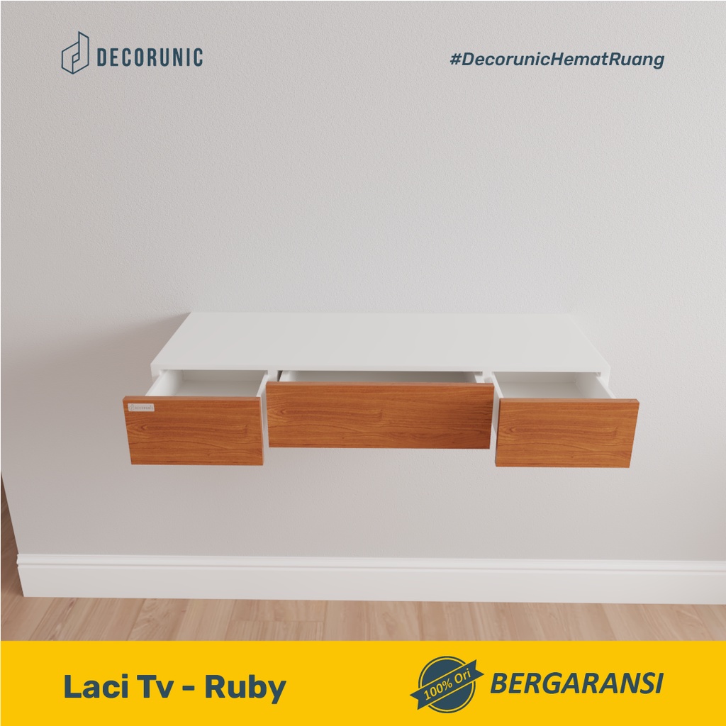 Decorunic Paket 2IN1 Laci Tv Tempel Dinding dan Rak Dinding Ukuran 40,40,60,60 cm Minimalis