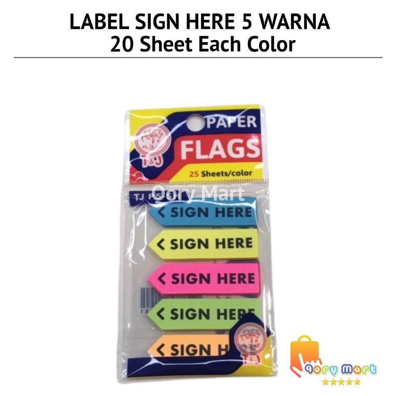 

STICKY NOTE SIGN HERE 5 WARNA | MEMO STICKY NOTE