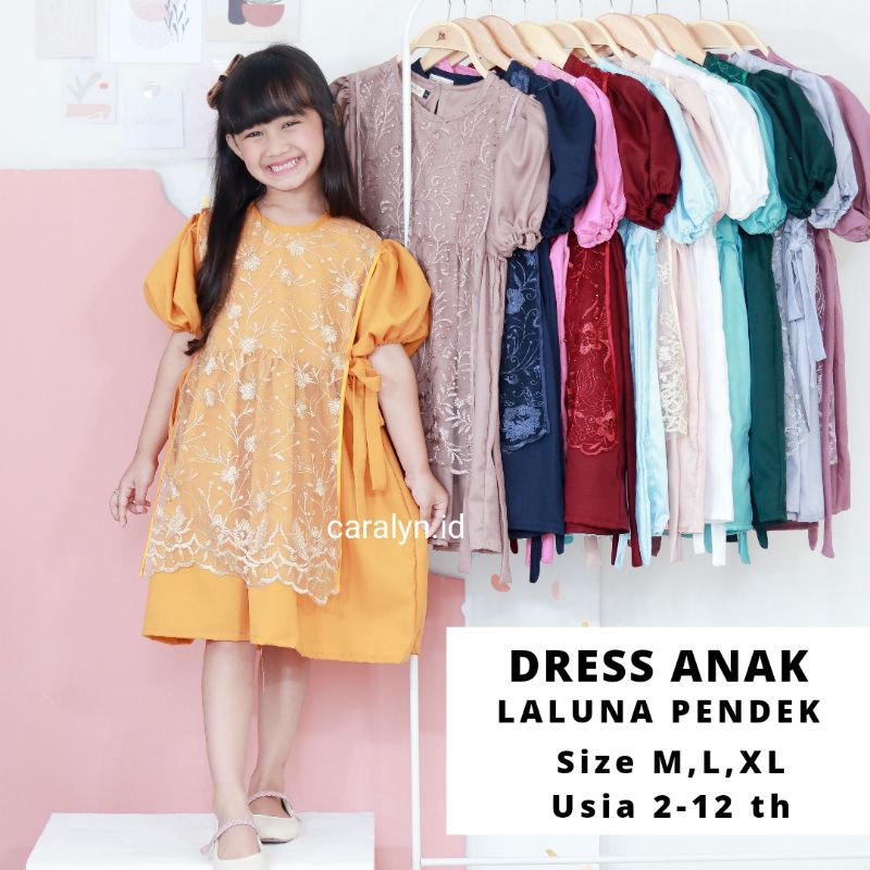 DRESS ANAK LALUNA LENGAN PENDEK PREMIUM