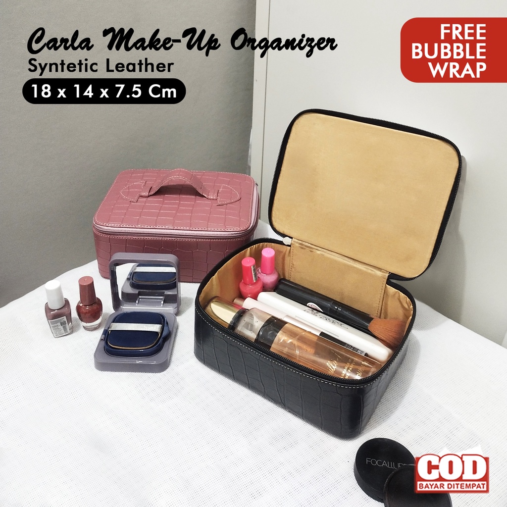 Tas make up beauty case croco big travel organizer make up box tas makeup MUA tempat alat rias polos tas kosmetik besar muat banyak box kosmetik travel pouch kulit sintetis cosmetic box jumbo toiletry bag