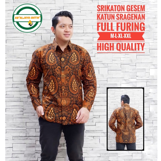 KEMEJA BATIK SRIKATON GASEM FULL FURING KATUN HALUS SRAGENAN SIZE M-XXL TERMURAH