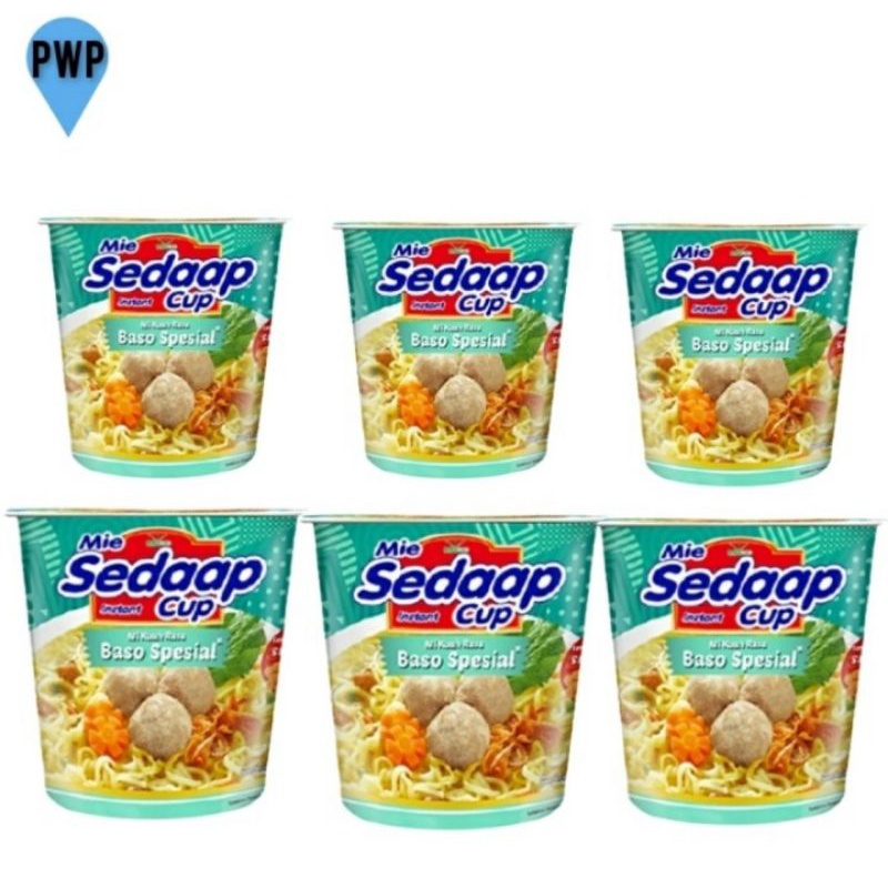 

Mie Sedap Cup Instant Rasa Baso Spesial 77Gr Paket Isi 6Pc