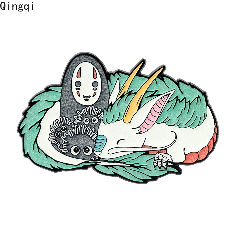 Pin Bros Enamel Desain Kartun Anime Spirited Away Dragon Warna Putih Untuk Dekorasi Pakaian