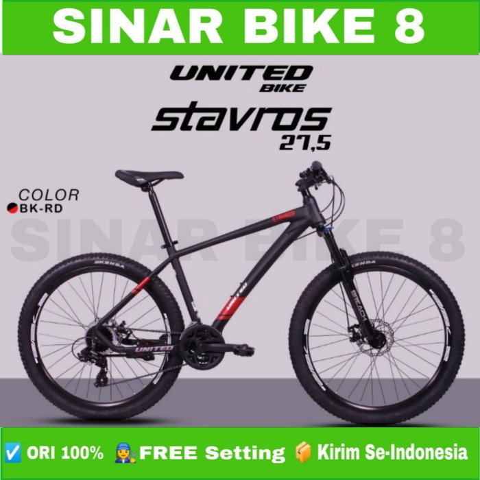 Sepeda Gunung MTB Ukuran 27,5 Inch UNITED STAVROS Shimano 24 Speed