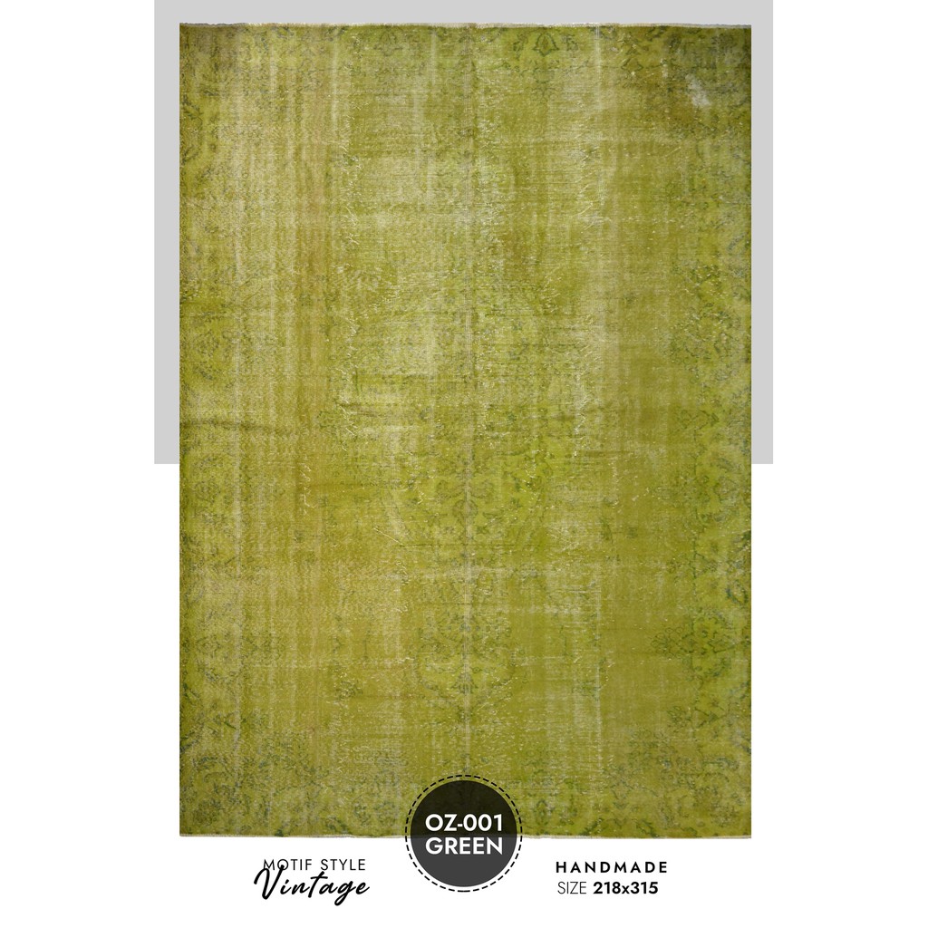 Karpet Handmade Asli Turki Tebal Overdyed Green 220x314
