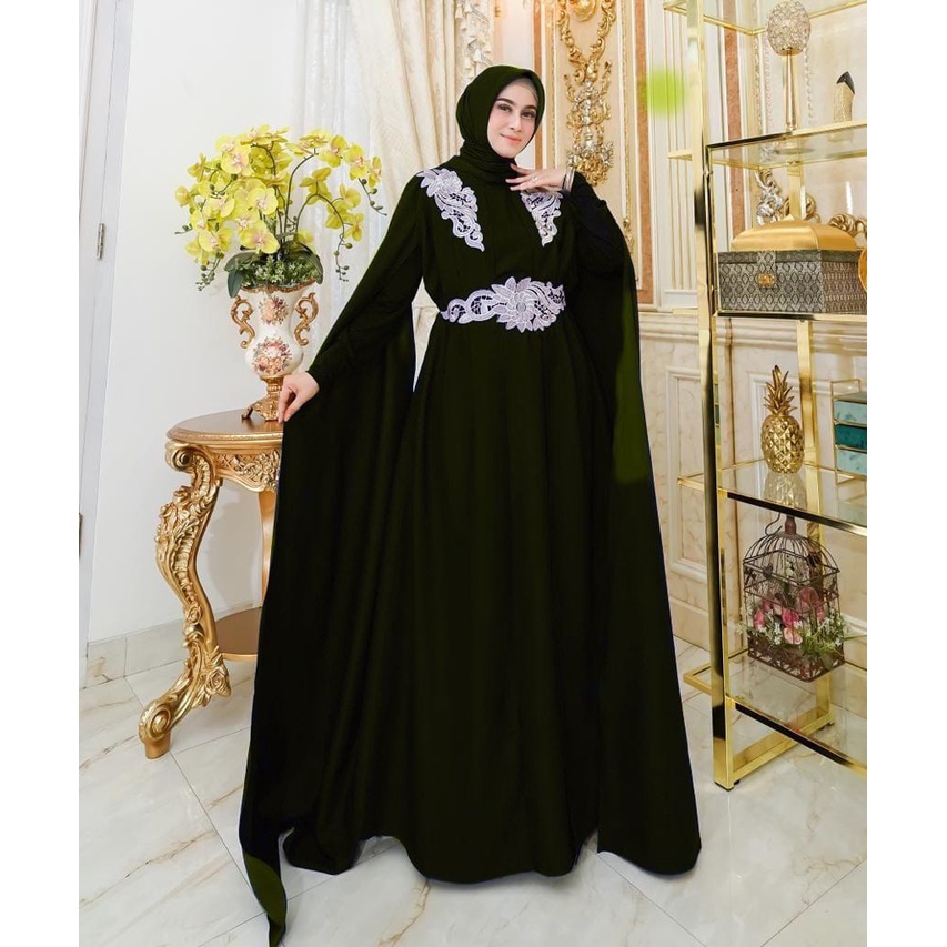 HOPYLOVY - Maxi Dress Gamis Wanita Terbaru Dress Mix Bordir Almeera