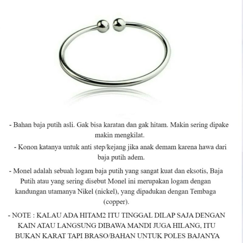 Gelang Bayi Perempuan Laki Laki Baru Lahir Asli Monel Putih Baja Anti Karat