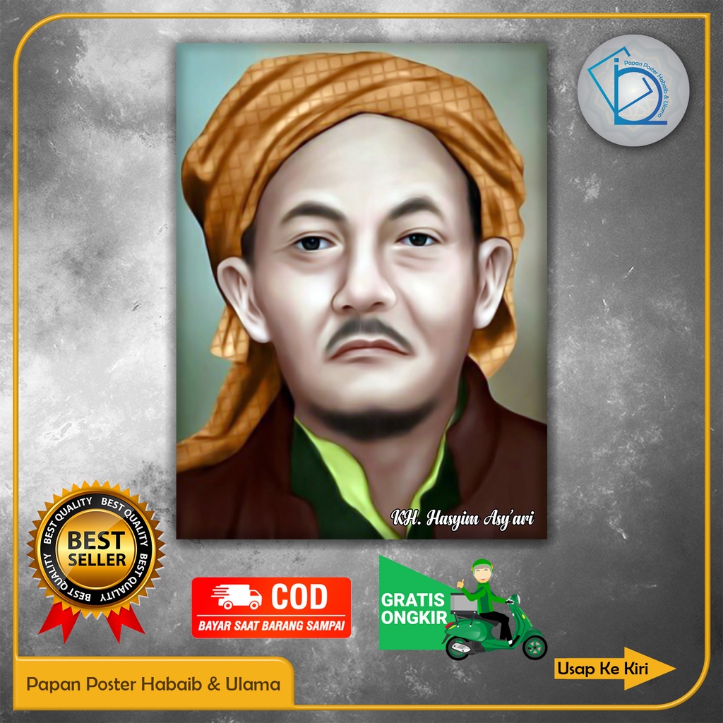Papan/Bingkai Poster KH. Hasyim Ashari. Ukuran 30x40cm 9mm