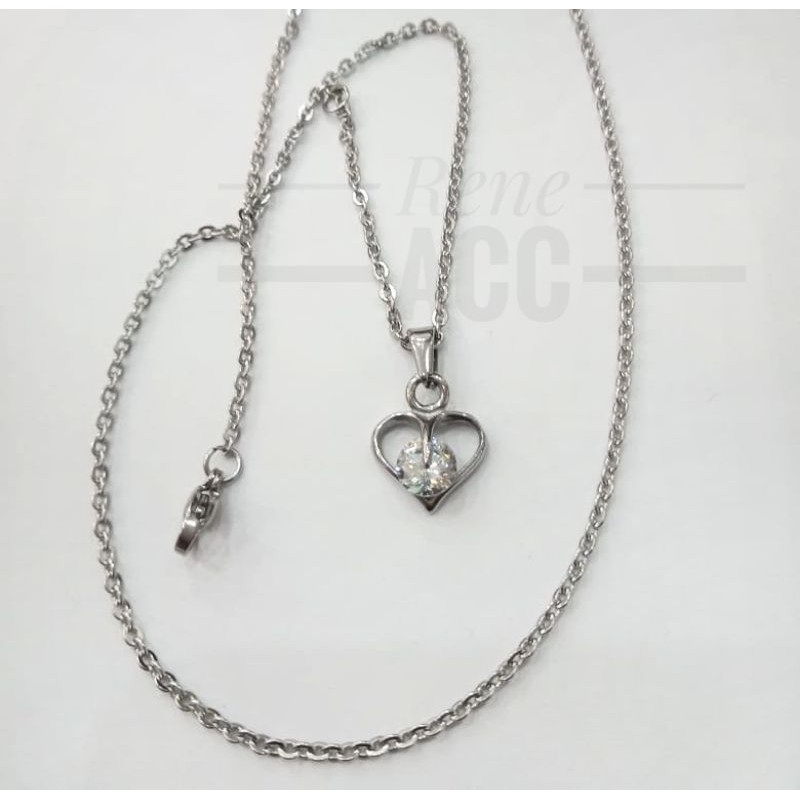 Kalung wanita Titanium silver Liontin Heart stainlessteel