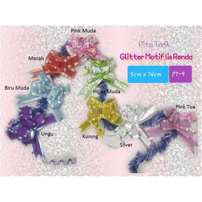 

Pita Tarik Serut Glitter Motif Lis List Renda Besar Pt9 5X74Cm 10 Pcs 020