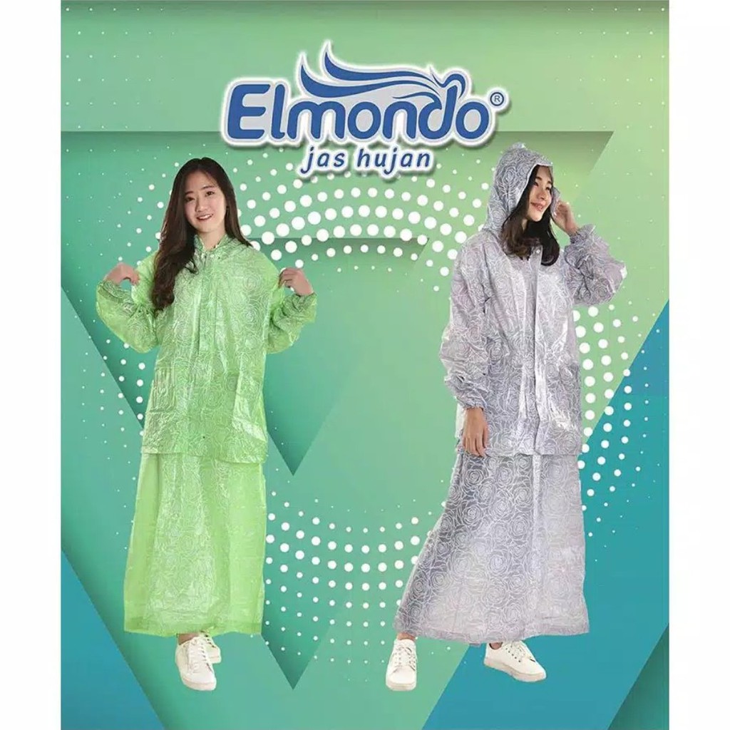 Jas Hujan Setelan Jaket Rok Wanita Elmondo Rosalia 802 Motif Bunga