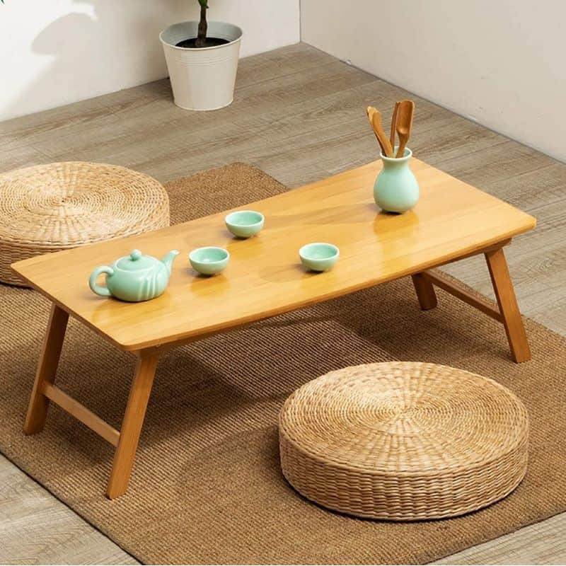 MEJA MAKAN LESEHAN JAPAN STYLE CAFE AND RESORT COFFE TABLE BAHAN KAYU JATI JEPARA RFJ005