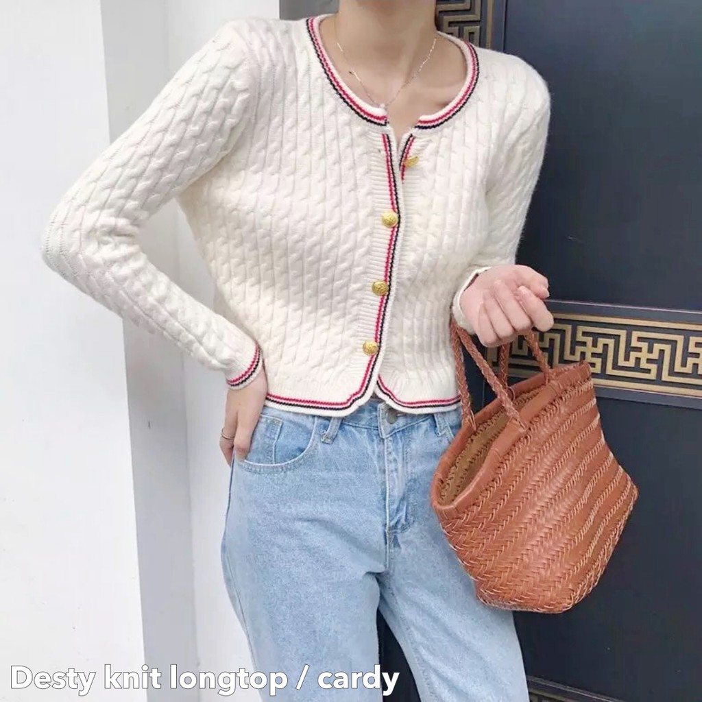 Desty knit longtop cardy -Thejanclothes