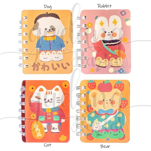 Notebook Mini Spiral Fluufy Animal Buku Catatan Mini Rabbit Cat Dog GH 308739