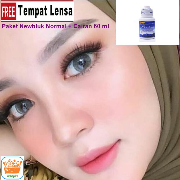 PAKET SOFTLENS NEWBLUK 15MM NORMAL + CAIRAN NICE LOOK 60ML GRATIS TEMPAT SOFLEN