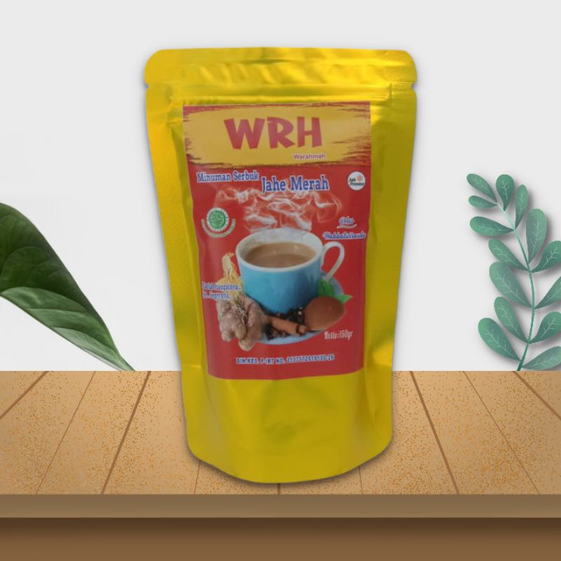 

jahe merah instan plus Habbatussauda dan gula aren kemasan standing pouch 150grm