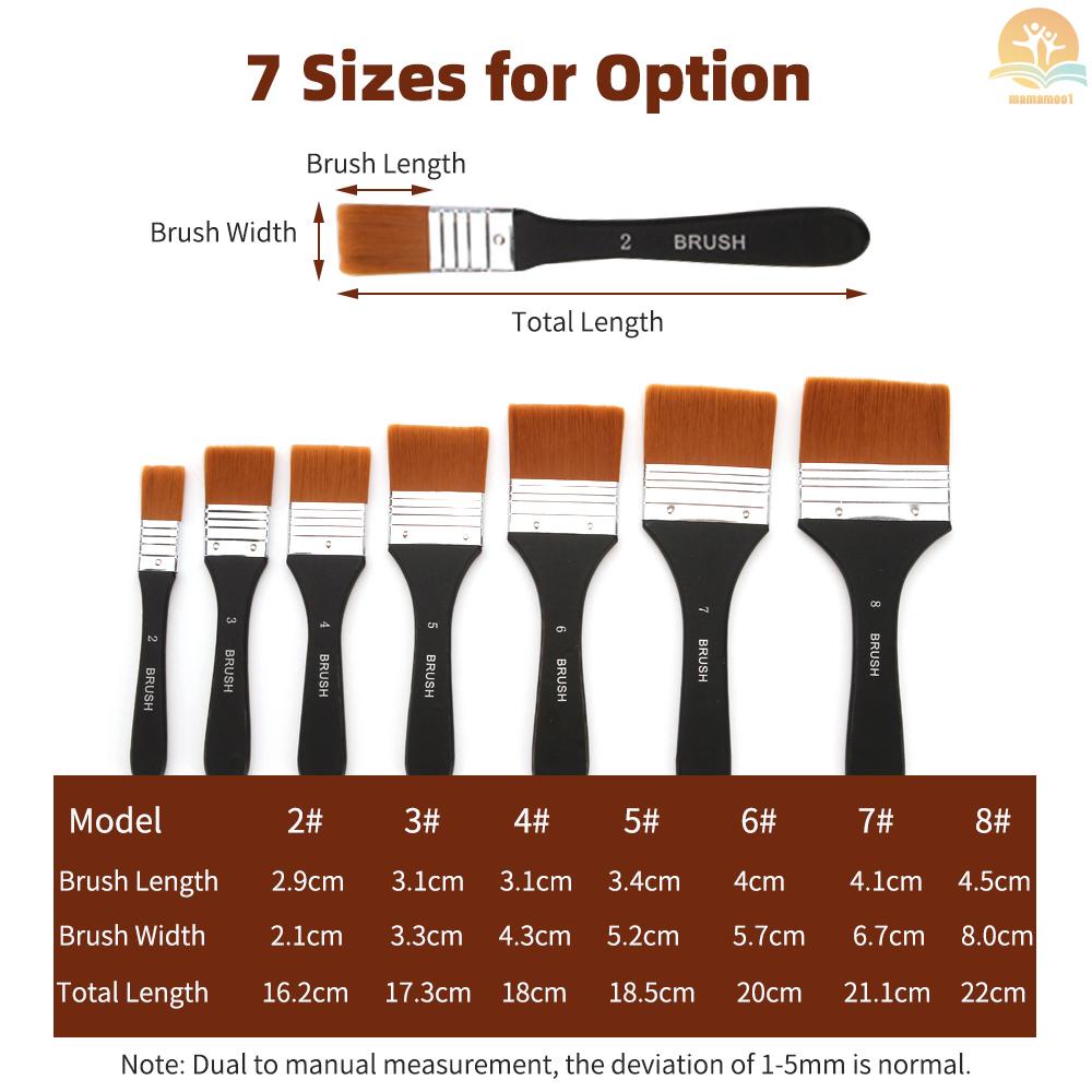 1pc Professional Flat Paint Brush Nylon Trim Art Paintbrush Wooden Handle for Gesso Stains Glues Varnishes Paint Acrylic Oil Gouache Watercolor Wall Painting Furniture Household Clean