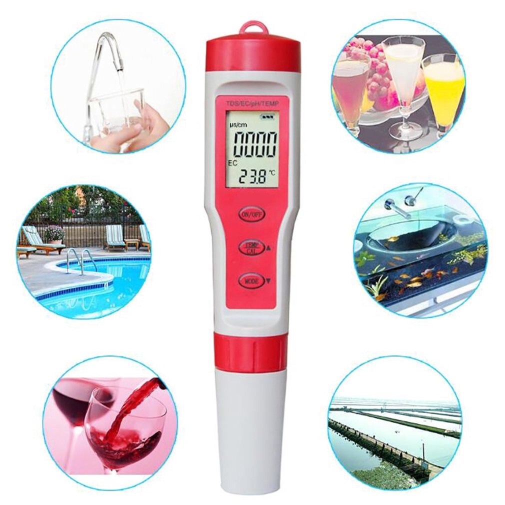 PH TDS EC Meter Temperature Meter Water Tester ATC Temp Suhu Waterproof