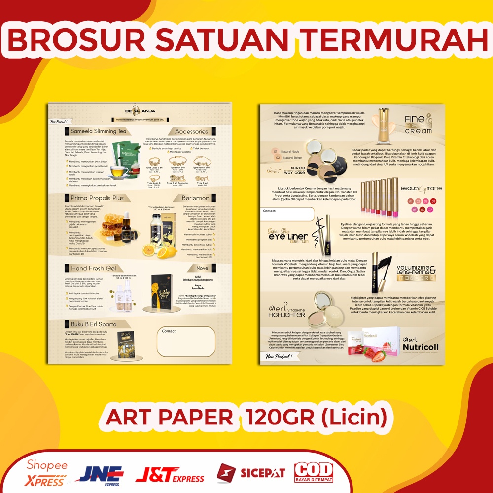 Jual Satuan Brosur A5 Art Paper Ap 120gr Cetak Brosur Flyer Termurah Shopee Indonesia 