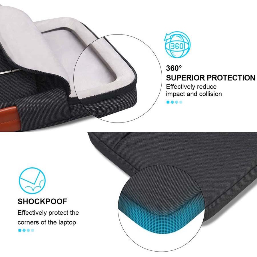 Tas Laptop Macbook Jinjing Handstrap Lacdo 360° Protective Waterproof Shockproof Size 11 12 13 14 15 16 inch