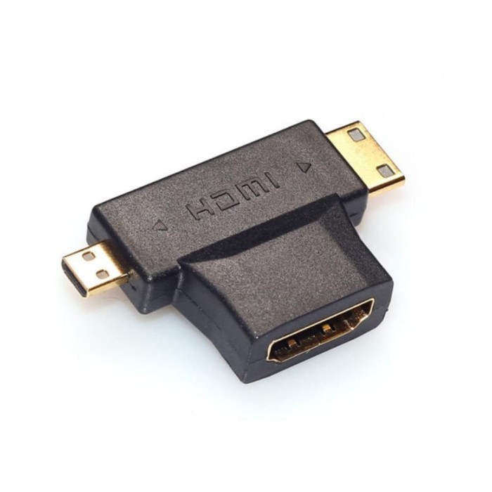 connector Mini Micro hdmi male to hdmi female T shape 3in1 adapter - Gender hdmi 3 in 1