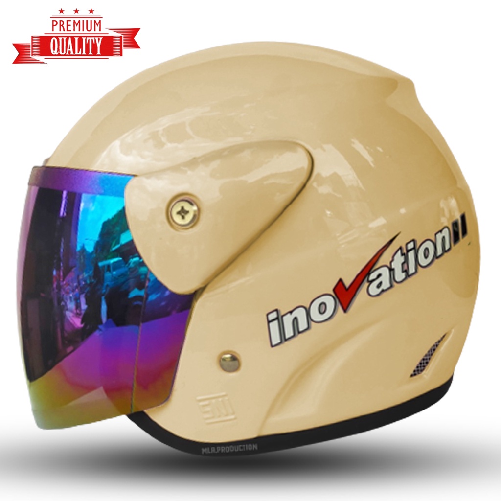 Helm Dewasa Evo Inovation  Half Face SNI Mirip Seperti Helm GM Original Kaca Pelangi Kaca Silver Untuk Pria Dan Wanita DEWASA SNI COD Free Packing