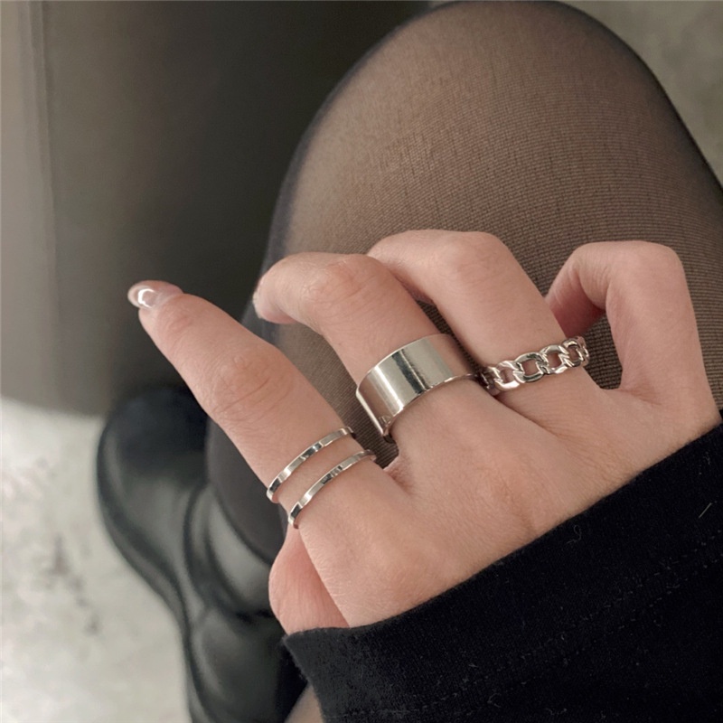 Silver Three-piece Ring Accessories Korean Temperament