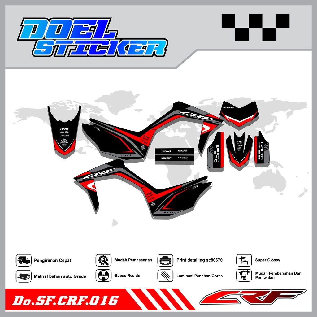 Sticker Striping Semifull CRF 150L List Variasi Hologram Pelangi,Crome Doel  016