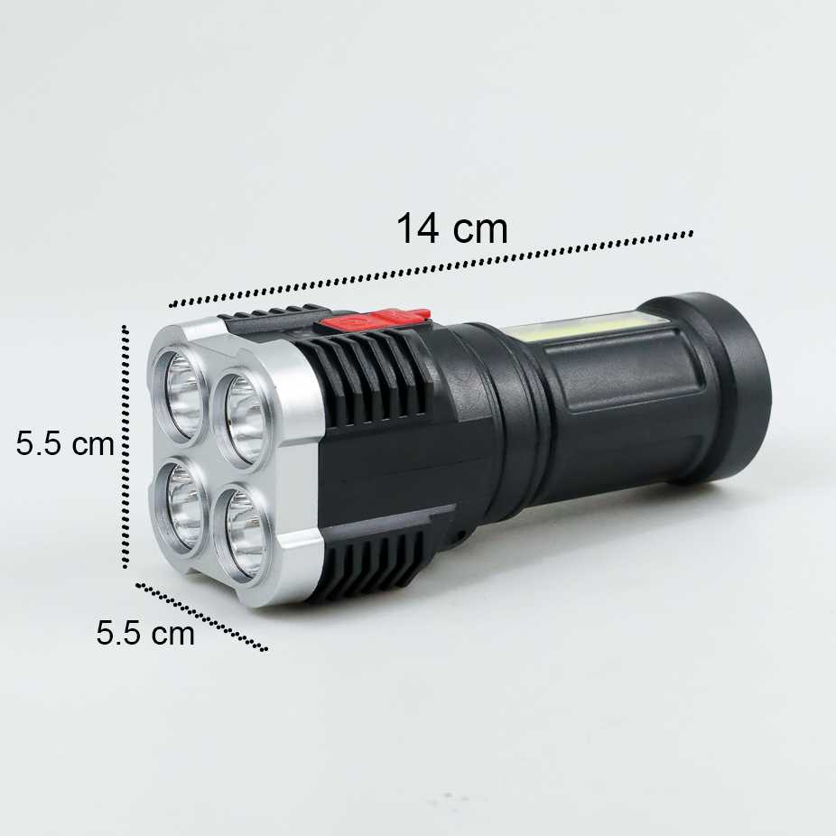 PROMO Senter LED Flashlight USB Rechargeable 4 XPE + COB senter cas lampu senter led senter charger senter emergency lampu senter cas senter usb charger senter led usb senter led charger usb senter led super terang charger senter led original 7CFL04BK