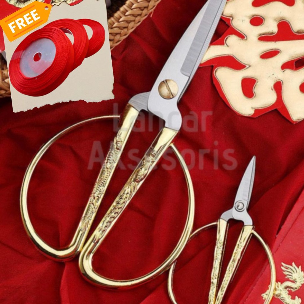 

Gunting Emas Dragon Phoenix Ceremony Golden Scissors Gunting Sangjit Langkahan Pernikahan Wedding Upacara Ceremony / Gunting Pita Mewah