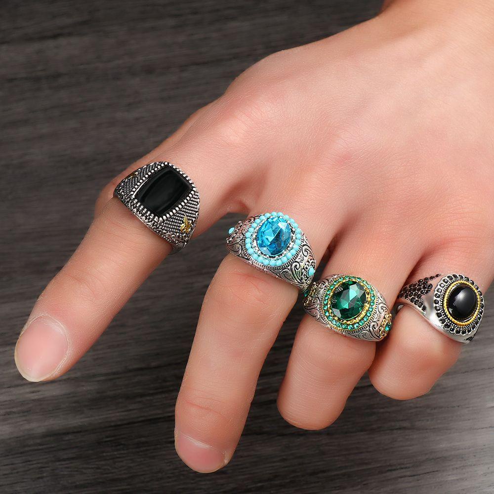 Top Cincin Turki Hot2022 Trendy Islami Retro Handmade Vintage Pedang Dobel