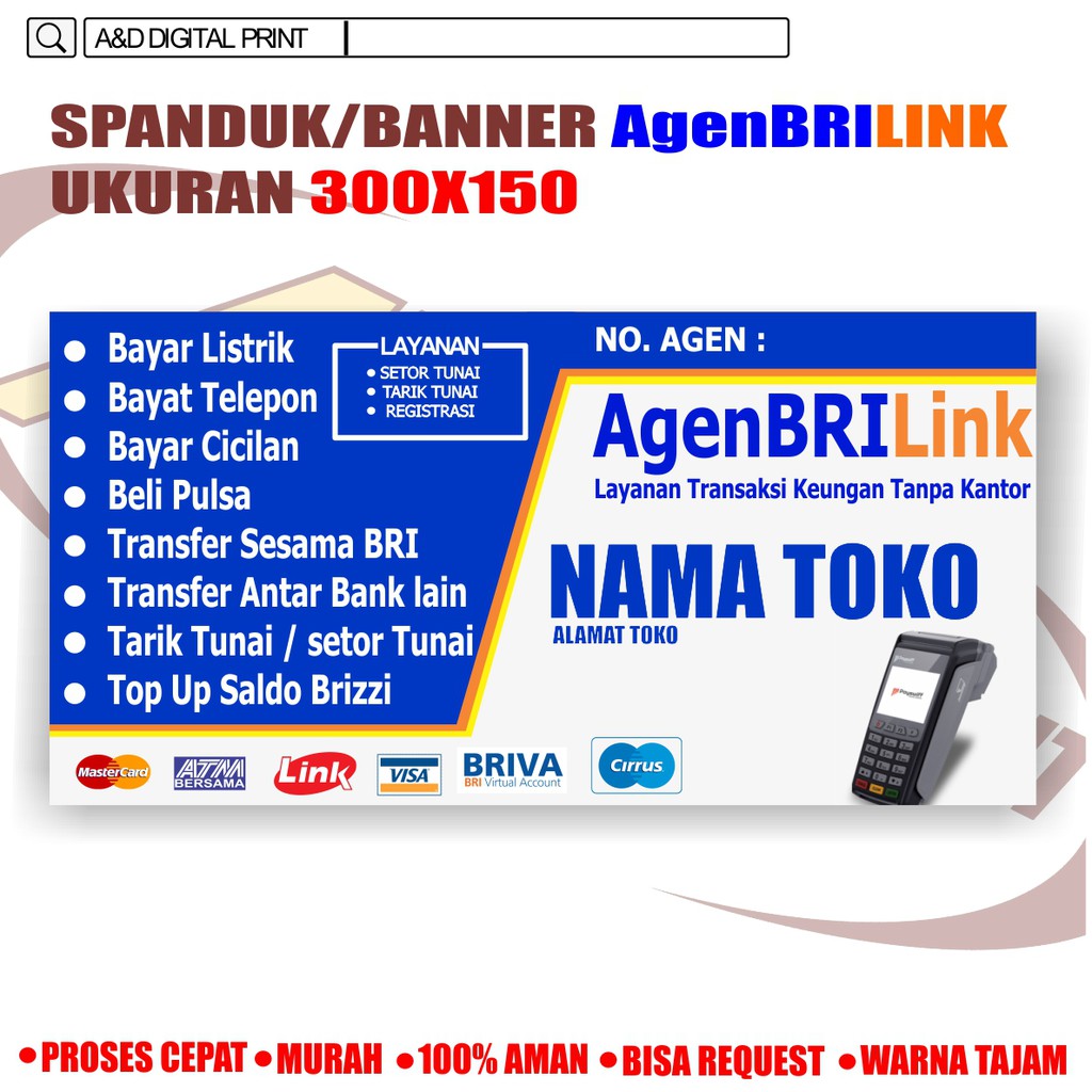 Spanduk Agen BRILINK ukuran 300x150