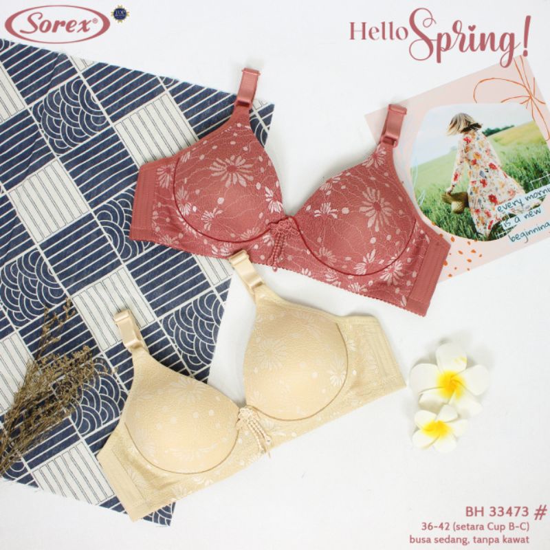 BH Sorex 33473 Hello Spring Series Bra Busa Sedang Tanpa Kawat Motif Bunga Floral Terbaru