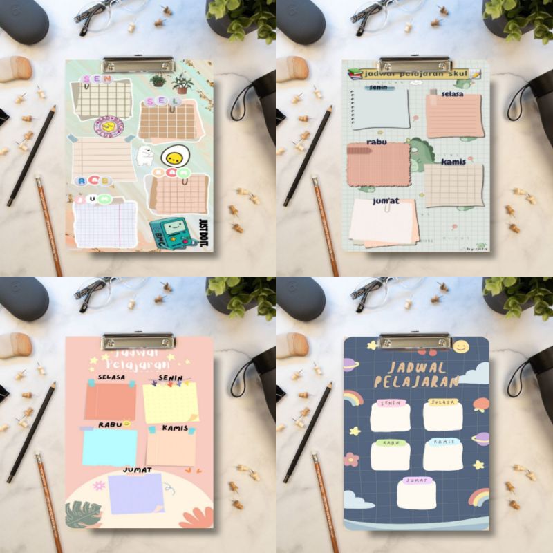 

alas Ujian Papan Dada clipboard Papan ujian motif aesthetic jadwal pelajaran