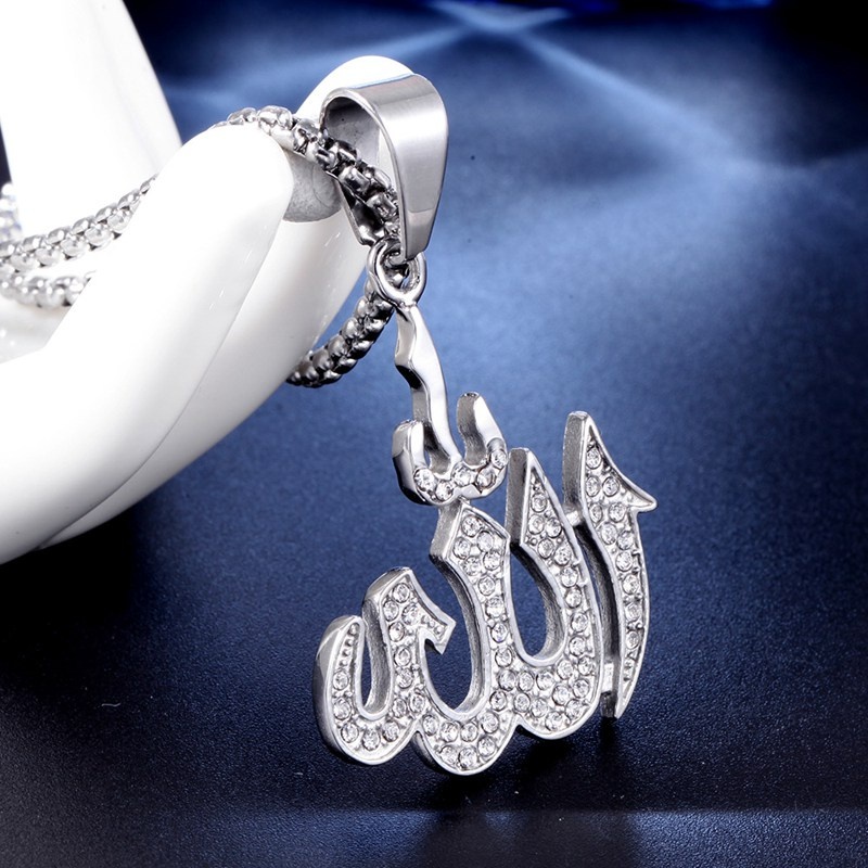 Kalung Muslim Islam Totem Allah Berlian Imitasi