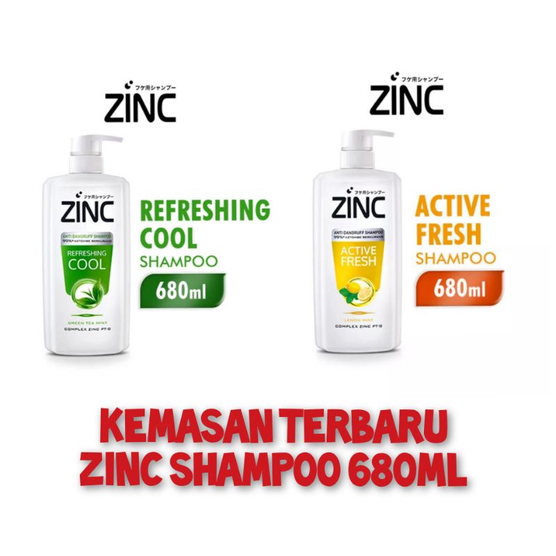 ZINC Shampoo Jumbo Pump Refreshing Cool / Active Fresh 680ml / 450ml