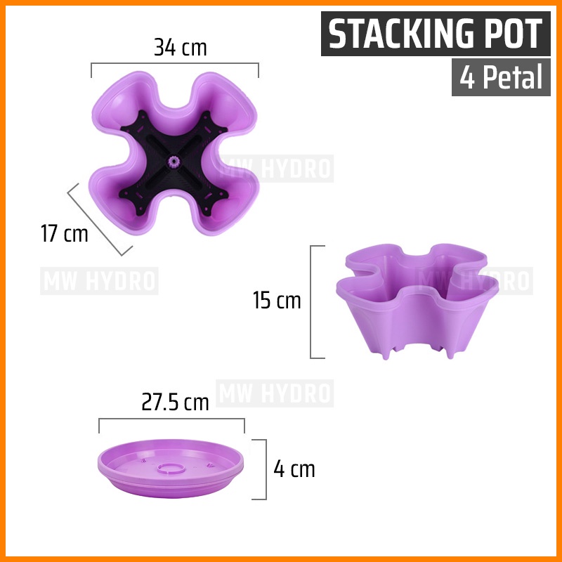 Tatakan Pot Bunga Susun Tingkat , Stacking Flower Pot Base, 4 Petal