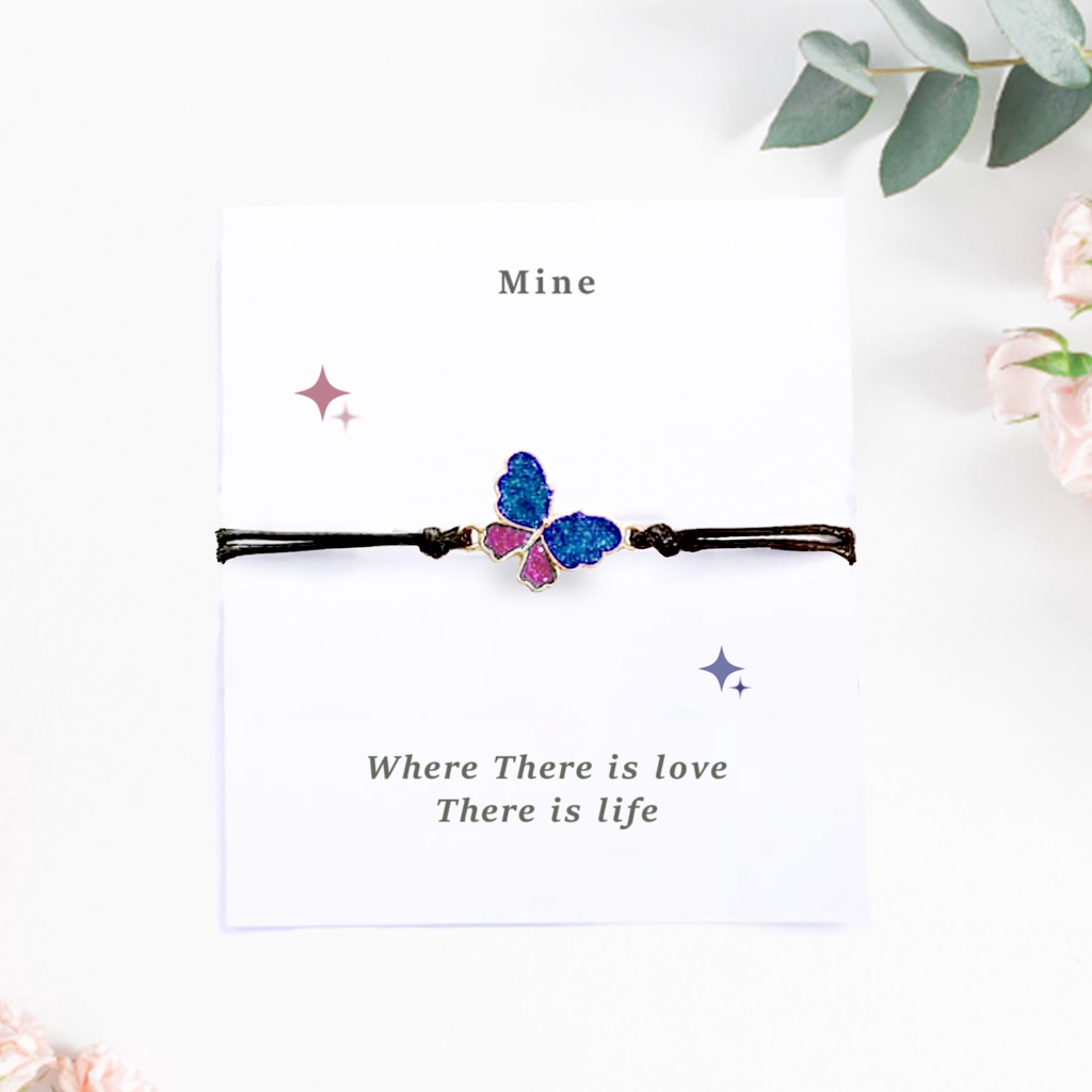 Gelang Kupu Kupu Love Nevertheless bracelet Butterfly DIY Yu na bi Tali VIntage Korea Persahabatan
