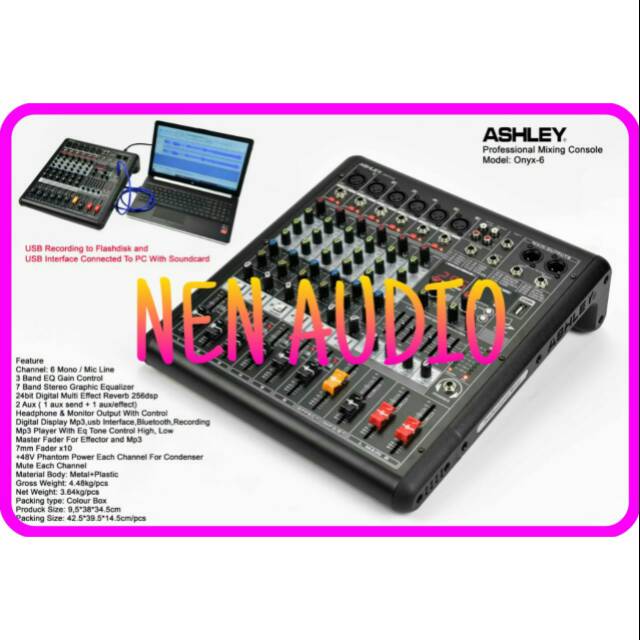 MIXER ASHLEY ONYX 6 BLUETOOTH SOUNDCARD