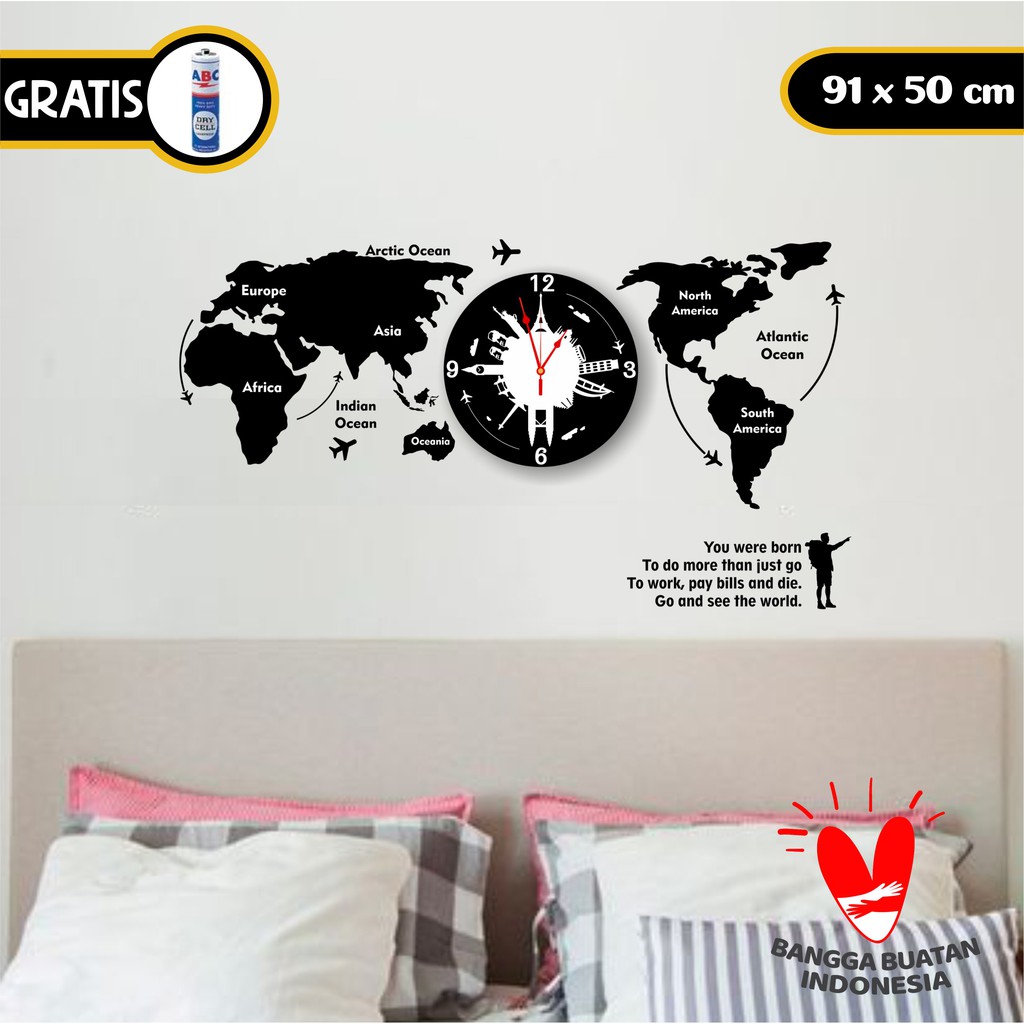 Jam Dinding Peta Dunia Jual Jam Dinding Besar Unik World Map Peta Dunia Untuk Hiasan Dinding Dan  Dekorasi Kamar Indonesia|Shopee Indonesia