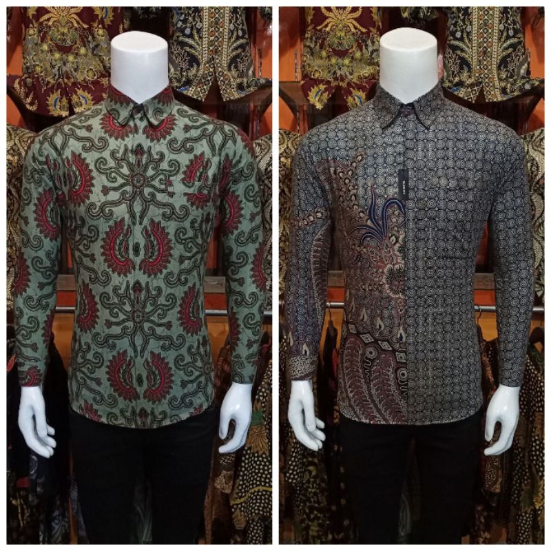 Baju Batik Pria Outfit Kondangan Kemeja Formal Lengan Panjang Seragam Kantor Slimfit Modern