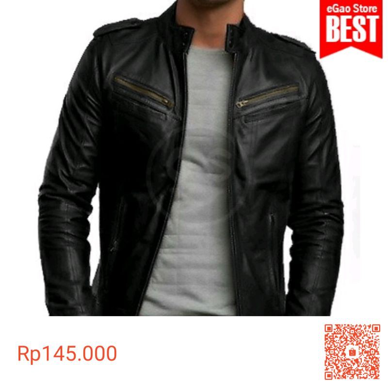 jaket pria semi kulit sintetis casual unik menarik terbaik